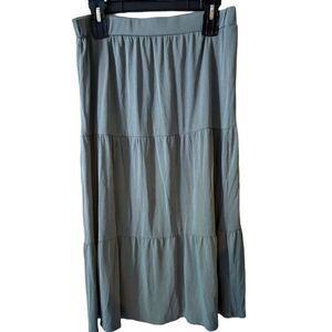 Crosby Tiered Sage Modal Blend Midi Skirt Size Large